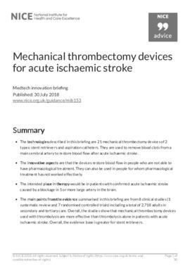 [B] NICE technology briefing 2018 NICE Medtech innovation briefing on mechanical thrombectomy devices for acute ischaemic stroke.pdf