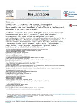 [E] EuReCa ONE-27 Nations, ONE Europe, ONE Registry: A prospective one month analysis of out-of-hospital cardiac arrest outcomes in 27 countries in Europe
