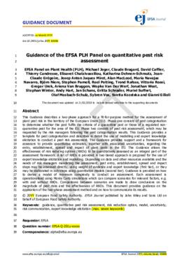 [C] Guidance of the EFSA PLH Panel on quantitative pest risk assessment