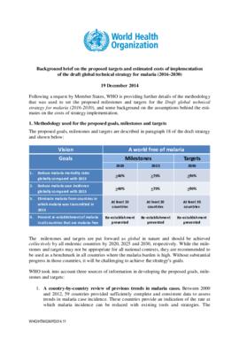 [A] Background brief on the proposed targets and estimated costs of implementation of the draft Global Technical Strategy for Malaria (2016-2030).pdf
