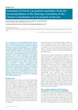 [E] Extension of French vaccination mandates: from the recommendation of the Steering Committee of the Citizen Consultation on Vaccination to the law