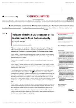 E5 Volcano obtains FDA clearance of its instant wave-Free Ratio modality - NS Medical Devices.pdf