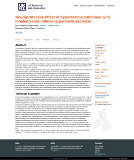 [G] Neuroprotective effect of hypothermia combined with inhaled xenon following perinatal asphyxia