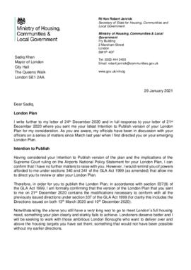 [I] Letter from Secretary of State approving the London Plan
