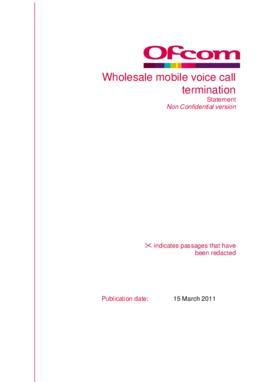 Ofcom 2011 Statement on Wholesale mobile voice call termination