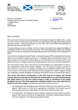 [D] Letter of the UK, Scottish, and Welsh Governments to Lord Deben, Chairman of the UK Committee on Climate Change (2018)