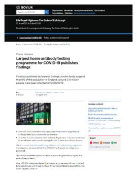 [Ii] Government press releases 13 August 2020. Largest home antibody testing programme for COVID-19 publishes findings.     .pdf