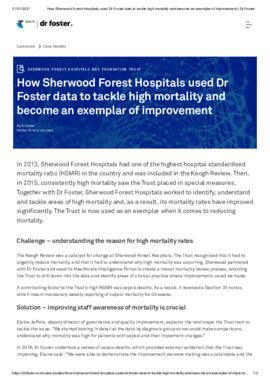 [D] Dr Foster case study on Sherwood Forest Hospitals
