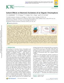 [F] Solvent effects on electronic excitations of an organic chromophore